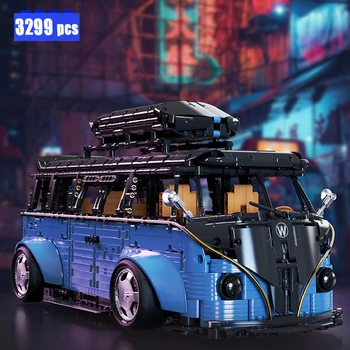 Moc Idea MVP Кола на Градския Автобус С Дистанционно Управление Кемпер Ван Строителни Блокове Тухли Модел Играчки за Момчета Коледен Подарък