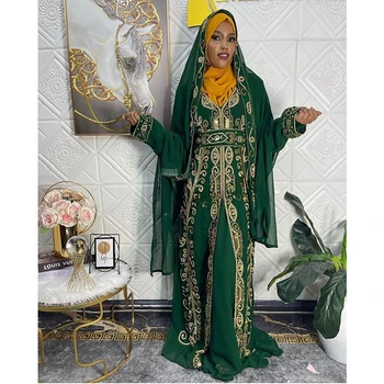 Зелена Мароканско сватбена рокля в дубайском кафтане Farasha Абая