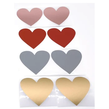 50шт Соскребаемая стикер 70x80 мм във формата на сърце любовта Червено / розово / златен /сив цвят Заготовка за корицата на таен код