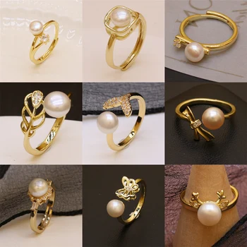 За женските двойки Златен пръстен от неръждаема стомана Тенденция Годежен пръстен на Пара Бижута Подарък, за партита Регулируеми Отвори Бисерни пръстени,