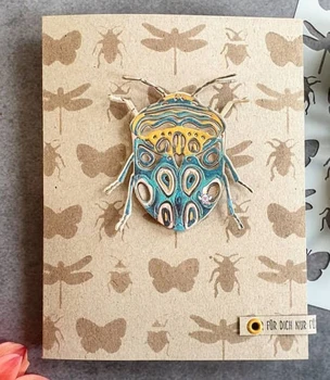 Mmao Crafts Метални щанци за рязане на стомана на Шаблон за декорация на насекоми-бръмбари за 