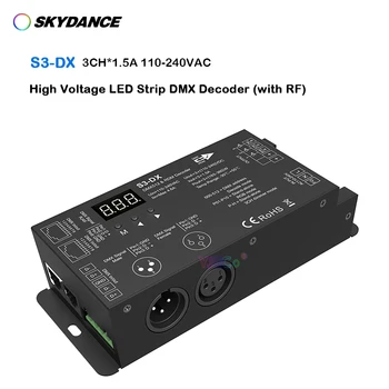 Skydance 2.4 G RF RGB с дистанционно управление 10V-220V AC Висока led лента DMX Декодер 13CH * 1.5 A 4 PWM DMX контролер на сигнала