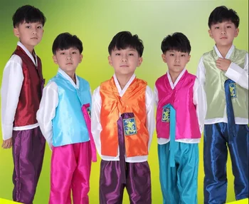 Детски Традиционен Корейски костюми Ханбок, Азиатски дрехи за малките момчета, танцов костюм в стил ретро, детско представа в етнически стил