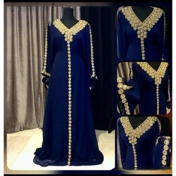 Тъмно сини caftans от марокански Дубай, рокля Farasha Абая, много необичайно Дълга рокля, модни тенденции