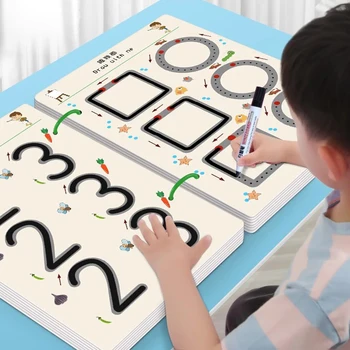 2023 Набор от Работни Тетрадки За Магическа Следа Children Pen Control Training Практическо Тетрадка за Деца за Ранно Образование Draw Line Card Toy