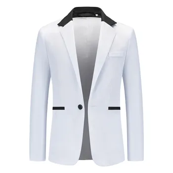 Мъжки свободен однобортный костюм, сако в тон, палто с джоб, бизнес и модерни висококачествени джентльменские блейзери, палта