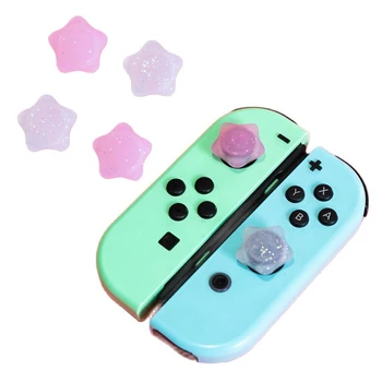 Прозрачен блестящ джойстик Stars Ghost, силикон капачка за джойстик за Nintendo Switch Oled NS Lite, мек калъф Joy-con Bling