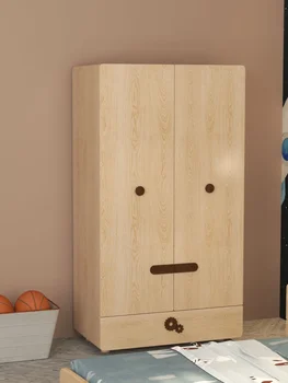 Cartoony прост японски шкаф с двойна врата от масивно дърво, шкаф за багаж, гардероб за съхранение, голям гардероб, гардероб