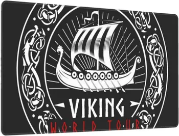 Viking Gaming Голяма Подложка За Мишка Viking Ship rune бронирана Подложка За Мишка С Прошитыми Ръбове От Водоустойчива Неплъзгащи Гума за Работа в Офис 31x12 инча