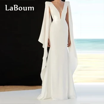 LaBoum елегантна рокля за жените V-образно деколте с пищни ръкави, официално Русалка вечерни рокли, парти vestido de galaفساتين للحفلات الراقصة