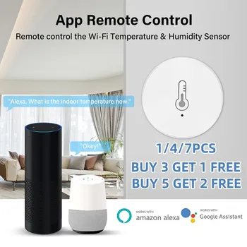 Сензор за температура White Sasha Сензор за температура и влажност на въздуха за целия дом-Безжична връзка с умен дом