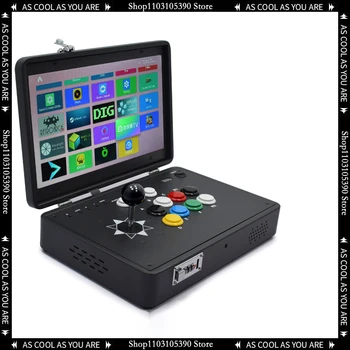 Moonlight Box 14-инчов преносима сгъваема мини-аркадна игра с двойно качалкой, домашна игра, Носталгия бойна игра, забавна игра машина в ретро стил