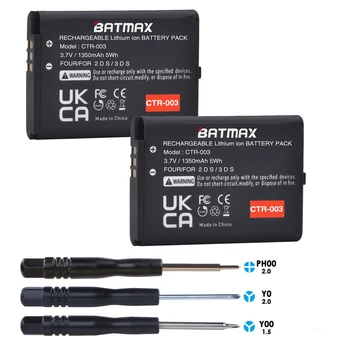 Batmax 2 елемента батерия 1350 mah CTR-003 за безжичен контролер на Nintendo 2DS 3DS Switch Pro