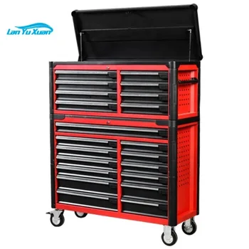 Метални ролкови шкаф, количка за инструменти с работна повърхност от неръждаема стомана и кутия за инструменти, с набори от ръчни инструменти