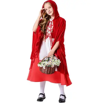 Ново детско облечи Червената Шапчица от приказките на Хелоуин в ретро стил, за придворни ролеви игри, дрехи за родители и деца