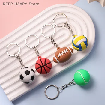 Имитация на футболен баскетбол, волейбол, тенис, ръгби Ключодържател PVC творчески мини-ключодържател от колата Раница Окачване Подарък за бейзболен клуб