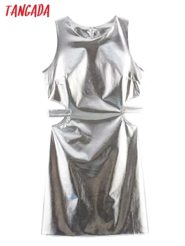 Женствена рокля на бретелях Tangada с цепка с цип на жената е секси мини рокля XN54