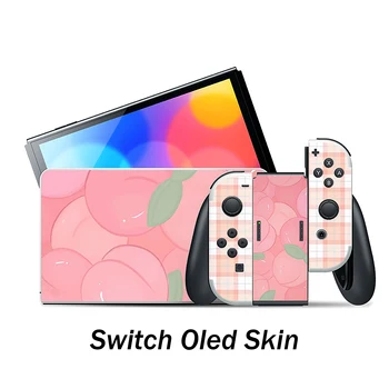 Розово-Прасковени Oled-скинове за Nintendo Switch, Стикери За Oled-конзолата Switch Joycon Dock, Винил Switch, Switch Аксесоари