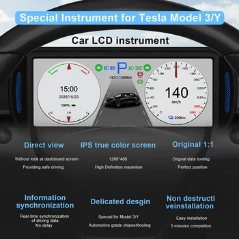 За Tesla Model 3 Y с 6,8-инчов екран IPS HD, LCD табло на автомобила, интелигентен уред, съвместим с процесори на Intel и AMD Ryzen