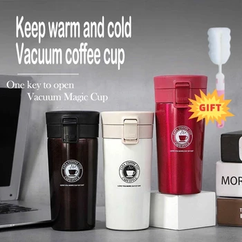 Термокружка Кафеена чаша с двойни стени от неръждаема стомана 304, вакуумна колба, термос, бутилка за вода, чай, кафе, запечатани термокружка