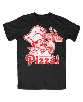 Тениска Pizza Man, ЧЕРНА мезе за пица, Donerman Fast Food Cult Fun
