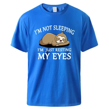 Ленивец: Аз Не Спя, Аз Просто си Почивам Очи, Мъжка тениска С Кръгло деколте, Мека Тениска, Памучен Ежедневни облекла, Класическа Модна Тениска