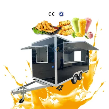 5-метров пътуващ фургон-количка за продажба на сладолед и храна за концесия в САЩ, Ремарке за кафе и хранене, колички за хот-дог с напълно оборудван кухненски бокс