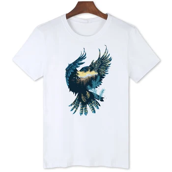 Креативна тениска с принтом Орел, мъжки летни дрехи, блузи с къс ръкав, тениски, ежедневни риза B072
