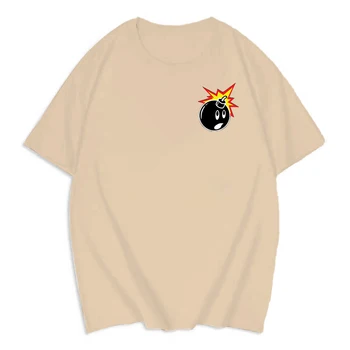 Мъжки памучен тениска с принтом Funng Bomb, всеки ден на улицата върхове с кръгло деколте, просто модерно мъжко облекло, безплатна доставка