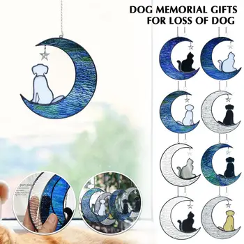 Подаръци за Спомен на Кучето В резултат на Загуба на Кучета Стенен Елемент на Изкуството В Земни Цветове, Модерен Дизайн Дома И Градината Suncatcher Куче На Луната Паметник G Q2A7