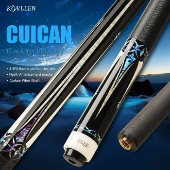 Билярдна Щека KONLLEN Новата лазерна серия От Въглеродни Влакна с Върха 12,2 мм 3*8/8 Uniloc Joint Пин Professional Taper Billar K
