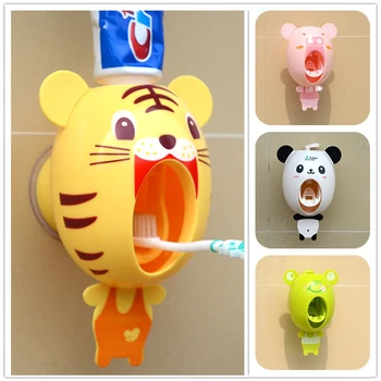 Мощна смукателна издънка Автоматично Опаковка на паста за зъби Мультяшная Сокоизстисквачка за паста за зъби За баня Държач за четка за зъби за деца