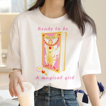 Cardcaptor Sakura Tee дамски японската тениска с мангой за момичета 2000-те y2k графична облекло