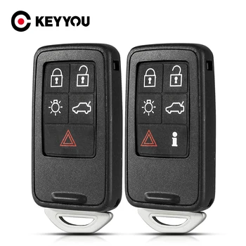 KEYYOU Smart Car Key Shell Дистанционно Управление Ключодържател За Volvo S60, V60 S80, XC60, XC70 V70 2008-2017 Дистанционно Управление 5/6 Бутоните на Кутията Аксесоари