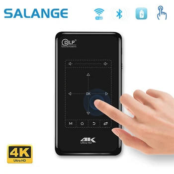 Мини проектор Salange Android 9.0 WIFI, Bluetooth, батерия 4000 mah, поддържа Miracast Airplay, преносим мобилен проектор 2G 16G