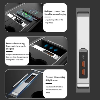 USB-хъб 27 Вата Бързото вътрешно зарядно устройство Интелигентно зарядно устройство USB Shunt Хъб Резервни Аксесоари за Tesla Model 3 Model Y