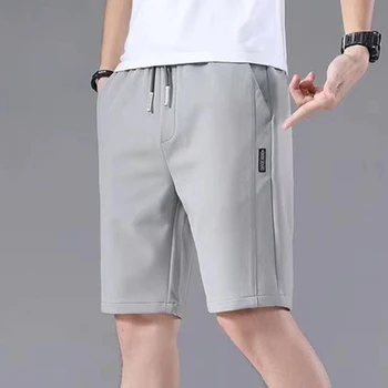 Нови летни мъжки спортни шорти, обикновена, с пряк модел, свободен вид, ежедневни панталони с еластичен ластик на талията и завязками, панталони за джогинг