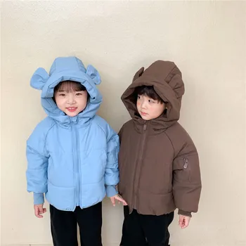 Есенно-зимни детски връхни облекла 2023, нова мода яке с дълги ръкави за момичета, палто с качулка с мече за момчета, детски дрехи от 6 години до 5 години