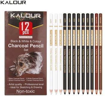 Дръжка KALOUR Carbon 연필 Професионални высокоглянцевые канцеларски материали бяло/черно/мастило въглеродни, художествени пособия, инструменти за рисуване с молив за скици