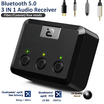 Оптичен Коаксиален Безжичен Аудиоприемник Bluetooth 5.0 HD aptX HD 3.5 мм Aux Bluetooth Приемник Адаптер За Високоговорителите на Телевизора