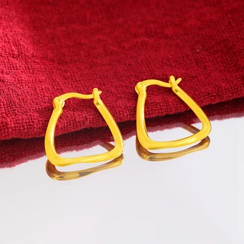 Уникални обеци-халки Дамски и Дамска Мода 18-каратово Злато Цвят Прост Стил на Бижута Подарък