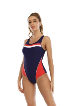 Едно парче обикновен спортен бански костюм в стил мозайка, плажно облекло, бански за жени