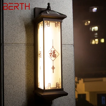 Уличен слънчев, с монтиран на стената лампа BERTH Творчески Китайски тела-аплици LED Водоустойчива IP65 за дома, двора, веранда вила