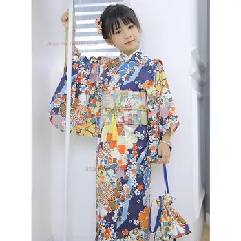 2024 детско японското винтажное рокля традиционно кимоно дреха кимоно с националния цветисти принтом юката cosplay сценичното рокля
