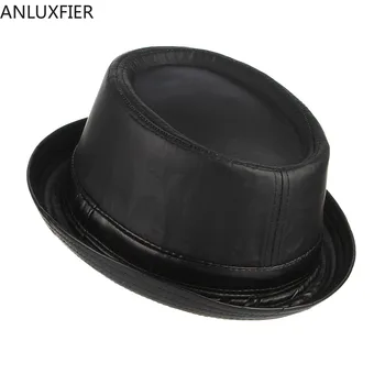 H7213 Мъжка шапка Fedoras в европейския и американския стил, мъжка шапка маша от изкуствена кожа за възрастни господа, елегантни и модерни шапки за църковните партита, банкети