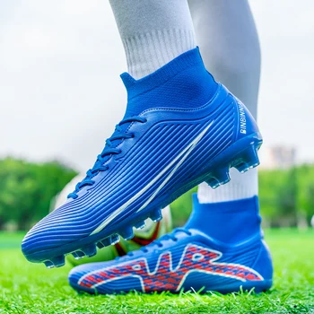Мъжки футболни обувки с високи щиколотками, футболни обувки за спорт на закрито и открито, футболни обувки за тренировки, професионален детски маратонки за мини футбол